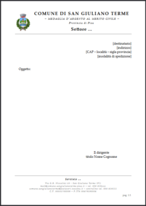 modello d'intestazione della comunicazione UOR